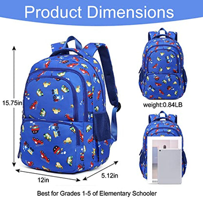 CLUCI Kids Backpack for Boys Bookbags Preschool Toddler Daycare School Bag Elementary Kindergarten Lightweight Waterproof Bluey Backpack Cars - color: 1-4 Blue Car