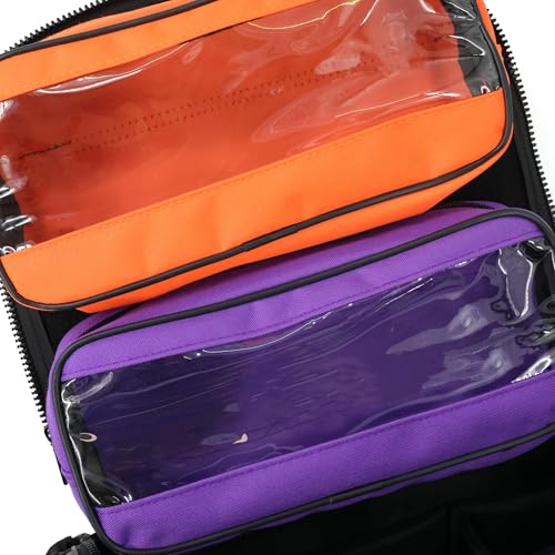 Lightning X LXMB35 EMT Trauma Bag – Large ALS Medical Bag with 6 Color-Coded Pouches, MOLLE Panel, Waterproof Bottom, Reflective EMS Gear for First Responders - color: Black
