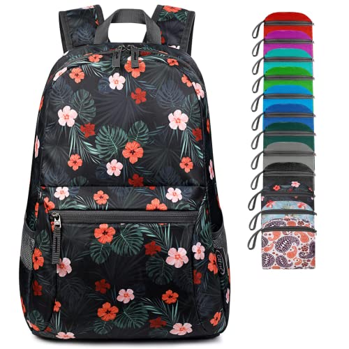 G4Free 20L Small Foldable Ultralight Waterproof Backpack for Camping Hiking Cycling Men Women - color: B-flower Black