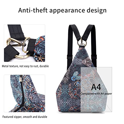 Black Butterfly Boho Small Backpack for Women, Hiking Lightweight Daypack - color: Blue Grey
