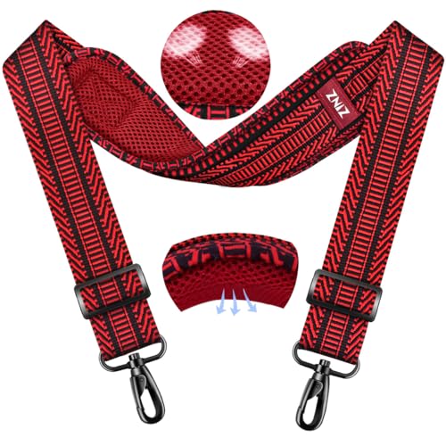 ZINMARK Shoulder Strap 59 inch, Extra-Thick Fixed Cushion Pad and Dual Clasps Universal Replacement Strap for Bags, Camera, Crossbody，Lawn mower -Black Red Jacquard - color: Black Red Jacquard
