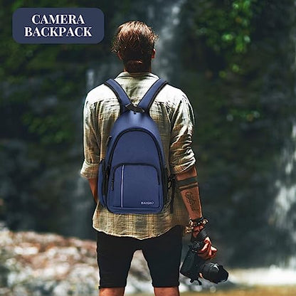 BAIGIO Camera Sling Bag Small Camera Backpack for Photographers,Water-resistant Camera Crossbody Bag Travel Caemra Backpack for DSLR SLR Mirrorless Camera - color: Blue