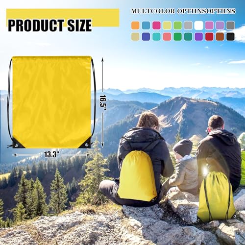 Grneric 100 Pieces Drawstring Backpack Bulk Cinch Sackpack Ployster Drawstring Bags for Gym Party Trip(Yellow) - color: Yellow
