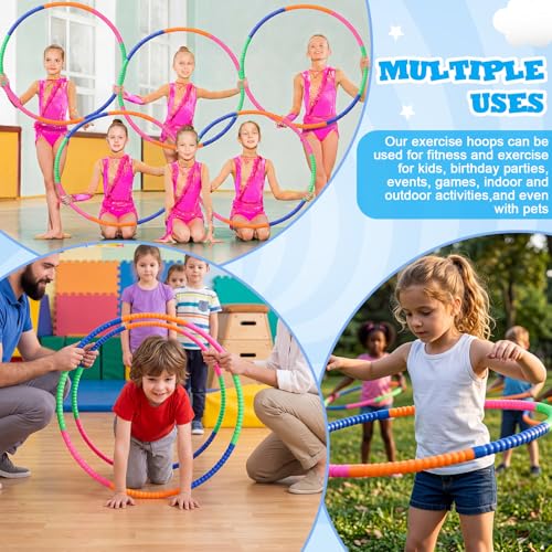 Vinsot Toy Hoop Detachable Plastic Hoops Exercise Equipment Toy Adjustable Rings for Sports Party Game Dance Pet Training - color: Tropical Bright Mix