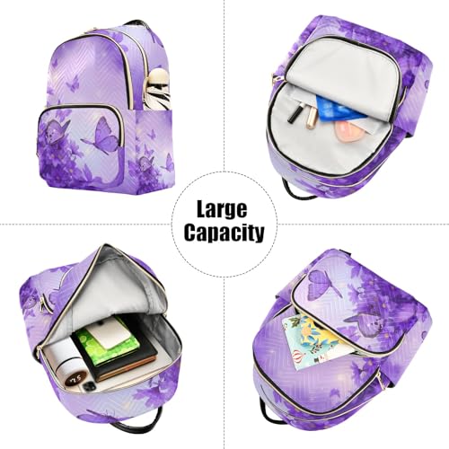 ALAZA Mini Backpack Purse for Women Lightweight Girls Small Size Butterfly Purple Flower School Teens College Traveling - color: Butterfly Purple Flower, size: Small