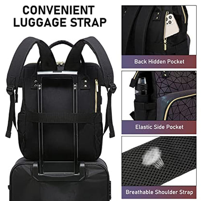 LOVEVOOK Geometric Luminous Purses and Handbags for Women Holographic Reflective Crossbody Bag Wallet - color: Black Purple