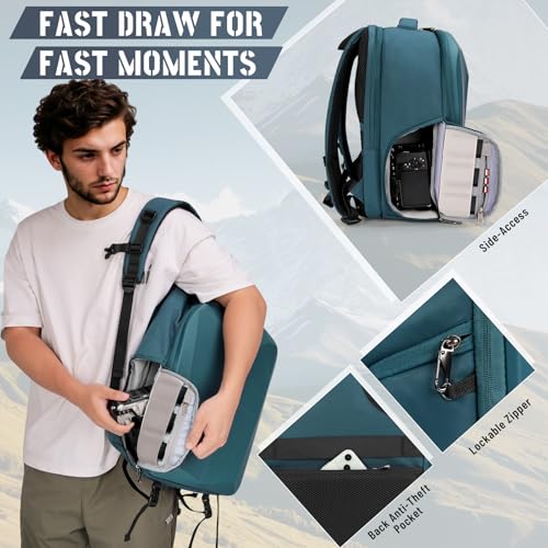 RAINSMORE Camera Backpack Hard Shell for DSLR/SLR Waterproof Camera Bag with Laptop Compartment 15.6 Inch Professional Camera Case with Rain Cover Photography Backpack Bag with Camera Lens Case Green - color: Green