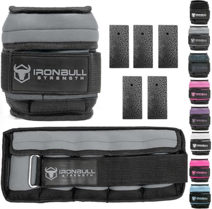 Adjustable Ankle Weights (10lbs/Pair) - Weighted Ankle Weight for Walking, Gym and Exercise - 2, 4, 6, 8, 10 LB Leg Weight Set with Straps for Women and Men - 1-5 lbs Each Ankle Adjustable for Weight Lifting - color: Grey