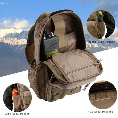 Rover Sling Pack Tactical Shoulder Sling Bag Backpack with Bottle Holder Crossbody Chest Bag, Coyote - color: Coyote