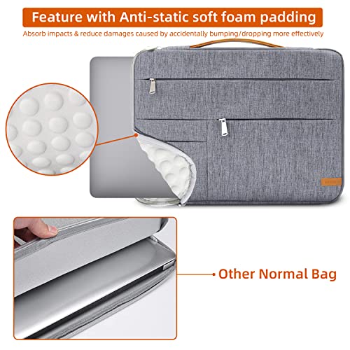 KINGSLONG 14 inch Laptop Sleeve Bag, Slim Shockproof Handbag, Computer Carrying Case Cover Compatible with MacBook Air/Pro Acer Asus Dell HP Grey - color: Grey, size: 14 inch