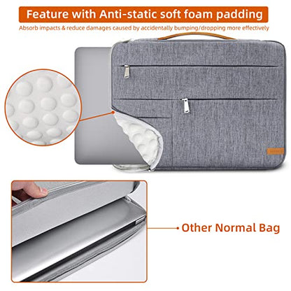 KINGSLONG 14 inch Laptop Sleeve Bag, Slim Shockproof Handbag, Computer Carrying Case Cover Compatible with MacBook Air/Pro Acer Asus Dell HP Grey - color: Grey, size: 14 inch
