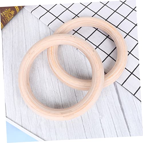 VANZACK 1pair Wooden Gymnastic Fitness Rings Boys and Girls Adults Exercise Equipment Pp Rope Indoor Pull-up Push-up Dip Training Ring