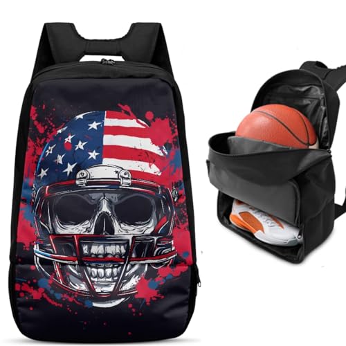 Basketball Backpack With Separate Ball Compartment And Shoes Fit Basketball Volleyball Football - color: Skeleton Rugby Player