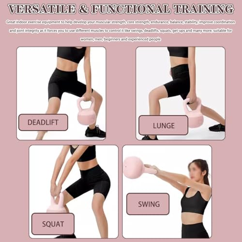 Kettlebell Home Fitness Women Soft Kettlebell Weights, New PVC Soft Rubber Kettle Ball, Does Not Damage The Floor, Practice Hip/body Shaping(Pink-6kg)