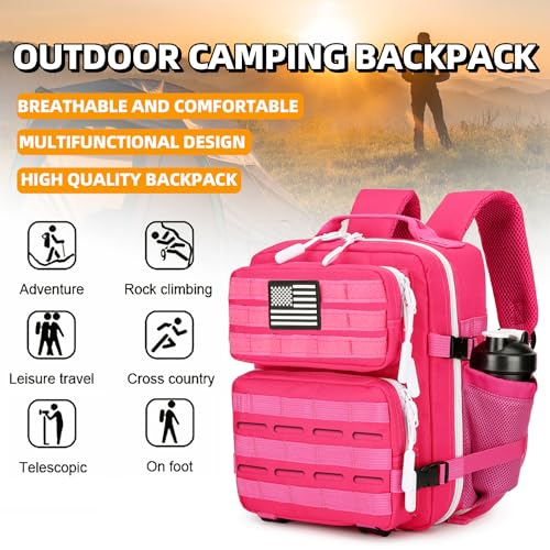 9L Mini Tactical Backpack for Men and Women Tactical Backpack Small for Hiking Small Tactical Bag Fitness Pack - color: Rose Red