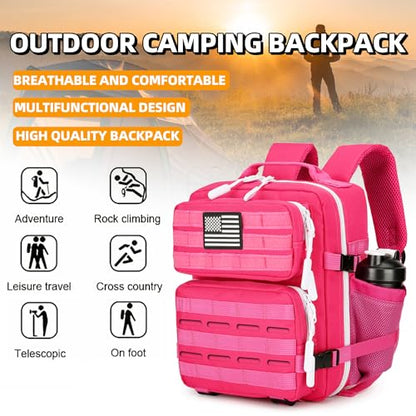 9L Mini Tactical Backpack for Men and Women Tactical Backpack Small for Hiking Small Tactical Bag Fitness Pack - color: Rose Red
