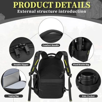 Camera Backpack, Hardshell DSLR/SLR/Mirrorless Photography Camera Bag with Rain Cover, Waterproof Hard Shell Camera Case with Tripod Holder & 15.6" Laptop Compartment Compatible with Canon/Nikon/Sony - color: Black