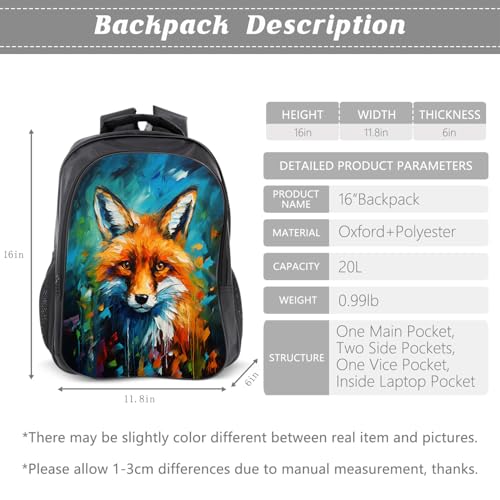 Kids Backpack School Bookbag 16inch Schoolbag With Lunch Box Bag And Pencil Case Set For Boys Girls - color: Fox