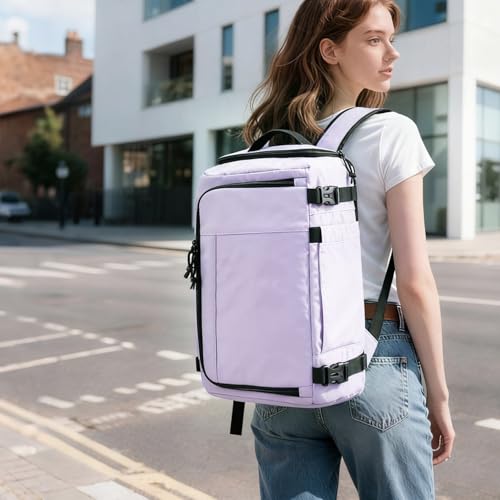 Carry On Travel Backpack with Shoe Compartment Flight Approved Laptop Backpack Expandable Work Business Backpack for Women Men Casual Daypack, Purple - color: Purple, style: A