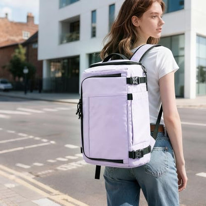 Carry On Travel Backpack with Shoe Compartment Flight Approved Laptop Backpack Expandable Work Business Backpack for Women Men Casual Daypack, Purple - color: Purple, style: A