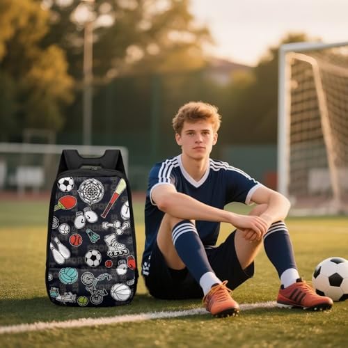 18.5in Basketball Backpack Basketball Bag with Shoe Compartment & Ball Holder, Waterproof Bag for Soccer Volleyball - color: Multi Sports Equipment Print