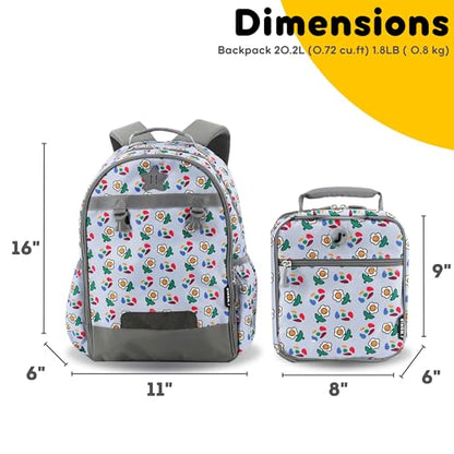 J World Duet Kids Backpack & Lunch Box Set For Girls & Boys Pre-K to Elementary School, Every Daisy - color: Every Daisy
