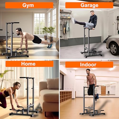 Dip Bar Attachment for 2"x2" Squat Rack, Heavy Duty Power Rack Attachment with 5/8" or 1" Hole - color: Black