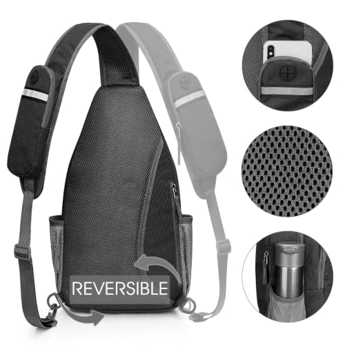 G4Free Sling Bag for Men and Women, RFID Blocking Crossbody Bag, Lightweight Sling Backpack for Travel, Hiking, Walking and Daily Use - color: Black