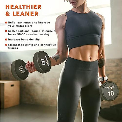 Yes4All Urethane Dumbbell with Anti-Slip Knurled Handle 5-50 LB for Muscle Building - Sold Individually - color: H1. 40 Pounds