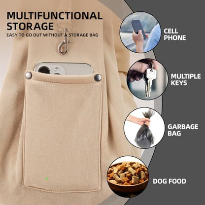 Dog Carrier Sling - Reversible Puppy Carrier Purse with Storage Pocket, Hand-Free Dog Sling Carrier for Carry Small Dogs and Cats, Travel Safety Harness, Dog and Cat Harness (Apricot) - color: Apricot