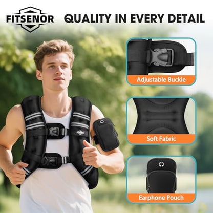 Weighted Vest for Men Women Walking, 6lb/8lb/12lb/16lb/20lb/30lb Strength Training Weight Vests with Phone Pocket, Comfortable Weighted Vest for Running Men, Rucking, Weight Loss, Gym Accessories - size: 30 lb