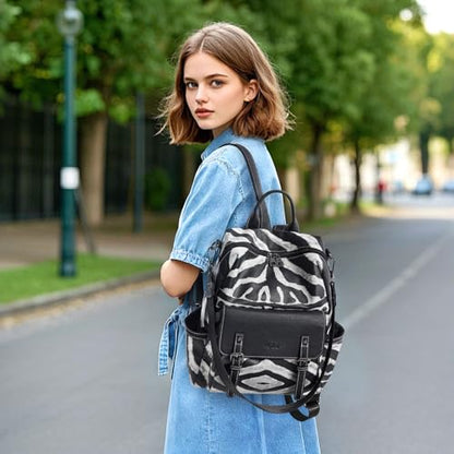 AGLOD Backpack Purse for Women PU Leather Back Packs Designer Ladies Shoulder Bag Fashion Faux Work Travel Handbags - color: Black Zebra