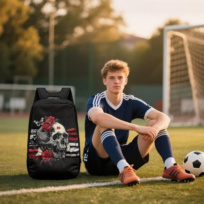 Basketball Backpack With Separate Ball Compartment And Shoes Fit Basketball Volleyball Football - color: Rose Skeleton