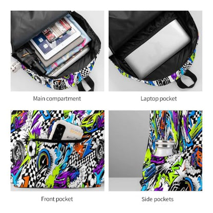 Abstract Cool Graffiti Novelty Pattern Backpack School Bag Lightweight Bookbag Casual Daypack for Girls Boys Kids Women Men Travel Laptop 16 Inch - color: Graffiti