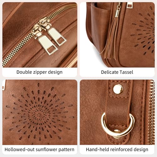 APHISON Small Backpack Purse for Women Cute PU Leather Mini Backpacks Ladies Casual Lightweight Travel Daypack Waterproof - color: 4-brown, size: Small