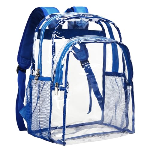 Vorspack Clear Backpack Heavy Duty - Large Clear Backpacks Transparent Bookbag for Girls Boys Large See Through Bag for Work, College, Concert - Blue - color: Blue, size: Large