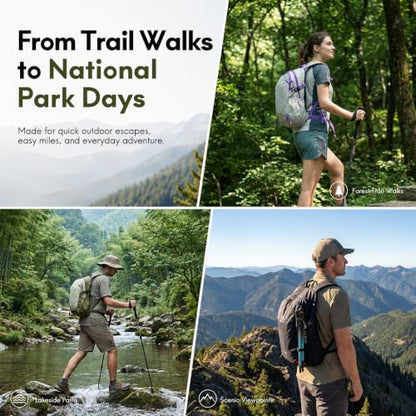 Haimont 15L Lightweight Hiking Daypack, Grey | 1.19 lb Carry, Hydration Sleeve, Trekking Pole Loops, Breathable Back Panel, Whistle - color: Grey