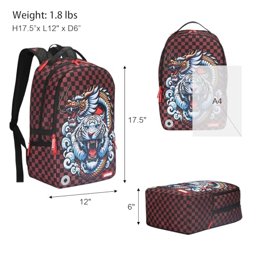 Graffiti Backpack, Designer Laptop Backpack for 15.6 Inch Work,Water Resistant Backpack Computer Bag, DragonTiger - color: Dragontiger