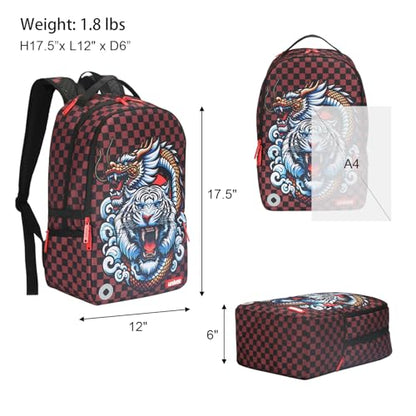 Graffiti Backpack, Designer Laptop Backpack for 15.6 Inch Work,Water Resistant Backpack Computer Bag, DragonTiger - color: Dragontiger