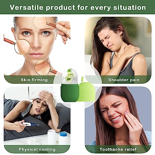 XHJRI Ice Roller Massager for Face, Eyes and Neck - Naturally Condition Skin, De-Puff Eye Bags, Reduce Migraine Pain - Reusable Silicone Ice Mold (Green) - color: Green