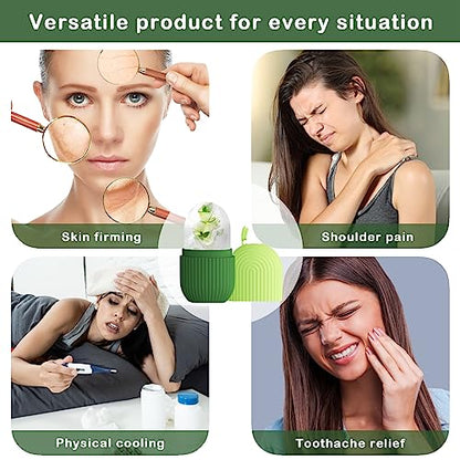 XHJRI Ice Roller Massager for Face, Eyes and Neck - Naturally Condition Skin, De-Puff Eye Bags, Reduce Migraine Pain - Reusable Silicone Ice Mold (Green) - color: Green