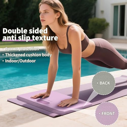 PAIDU Yoga Knee Pad - 1 Inch Thick with Extra Cushioning, Pain-Free for Knees, Elbows, Wrists and Back | Foldable and Multi-Functional, Suitable for Home Gym, Pilates, Plank, Abdominal Training Fitness Mat - color: Purple + Warm Grey