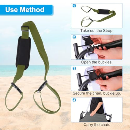 PATIKIL Carrying Beach Chair Straps, Adjustable Beach Chair Straps Shoulder Carrying Straps for Folding Chair Backpack, Dark Green - color: Dark Green