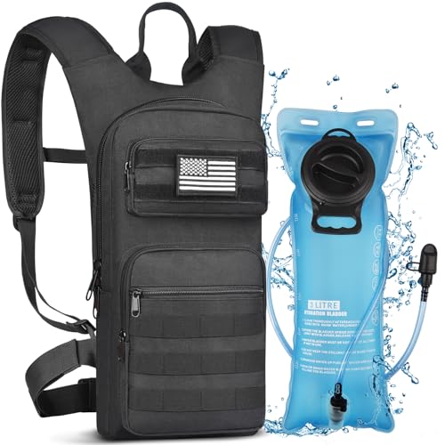 NOOLA Hydration Backpack with 3L TPU Water Bladder, Tactical Molle Water Backpack for Men Women, Hydration Pack for Hiking, Biking, Running and Climbing - color: black