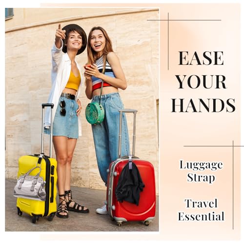 Amylove 3 Pcs Add a Bag Luggage Straps Gripper Heavy Duty Jacket Valises Strap for Travel Belt with Buckle Adjustable Baggage - color: Black, Beige, Light Purple