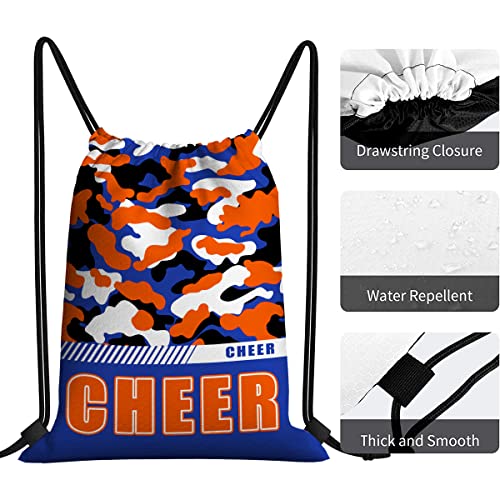 Drawstring Backpack Waterproof Gym Drawstring Bags Sports String Bag Camo Sackpack-Royal Blue Cheer Drawstring Bag - color: Cheer Drawstring Bags-camo Royal Blue