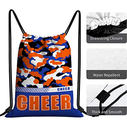 Drawstring Backpack Waterproof Gym Drawstring Bags Sports String Bag Camo Sackpack-Royal Blue Cheer Drawstring Bag - color: Cheer Drawstring Bags-camo Royal Blue