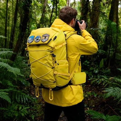 LEOFOTO 35L Camera Backpack for Photographer, Lightweight Waterproof Travel Camera Bag for Camera/Drone/15.6" Laptop, Photopraphy Bag with Side Access & Rain Cover, Tripod Compatible, 2.95KG (YELLOW) - color: 35l-bag+large Insert-yellow