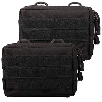 MOLLE Pouches - 2 Pack Tactical Compact Water-Resistant Utility Gadget Gear EDC Pouch - color: Black and Black