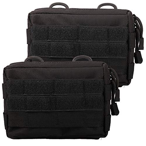 MOLLE Pouches - 2 Pack Tactical Compact Water-Resistant Utility Gadget Gear EDC Pouch - color: Black and Black